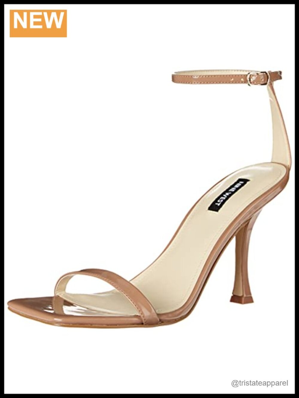 Nine West Yess Stiletto Heeled Sandal Square Toe Ankle Strap Formal
